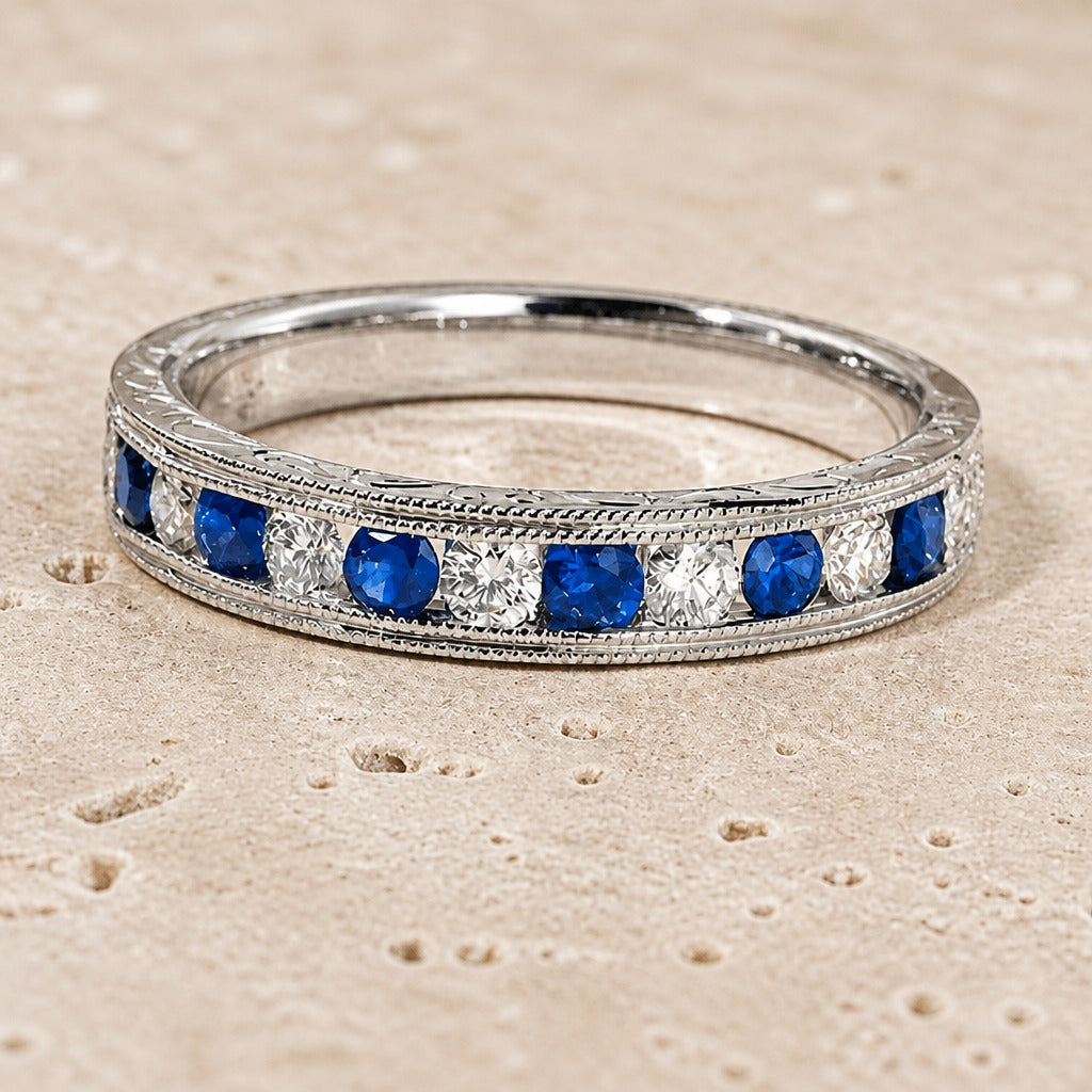 Minimalist Blue Zirconia Silver Ring