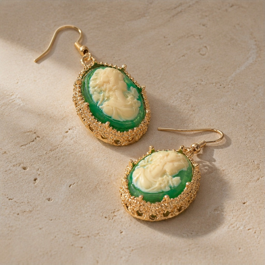 Minimalist Embossed Cameo Earrings