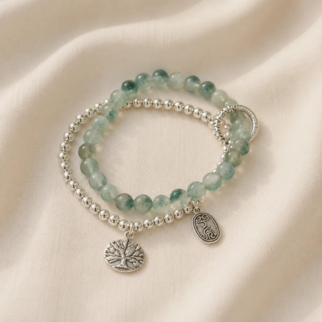 Moss Jade Double Layer Boho Bracelet