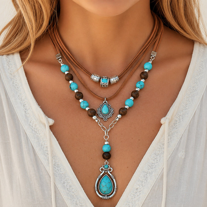Multi-Layer Turquoise Pendant Necklace