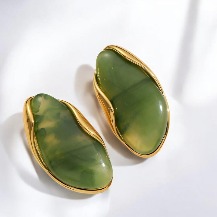 Multicolour Amber Resin Wood Earrings
