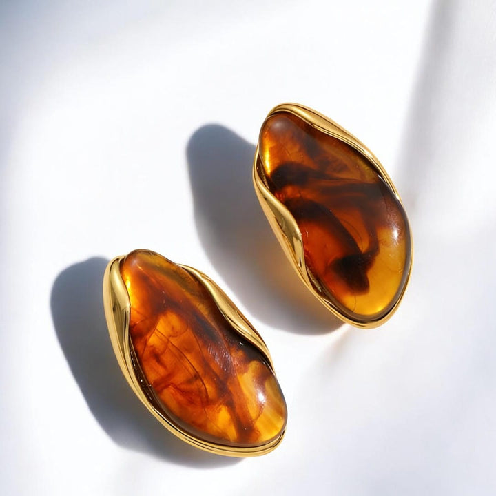 Multicolour Amber Resin Wood Earrings