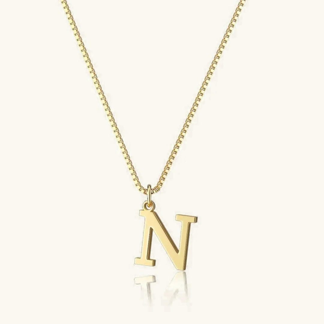 Vintage Letter Initial Gold Necklace