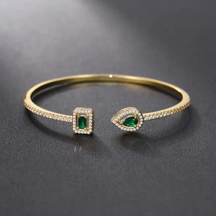 Elegant Emerald Open Cuff Bracelet