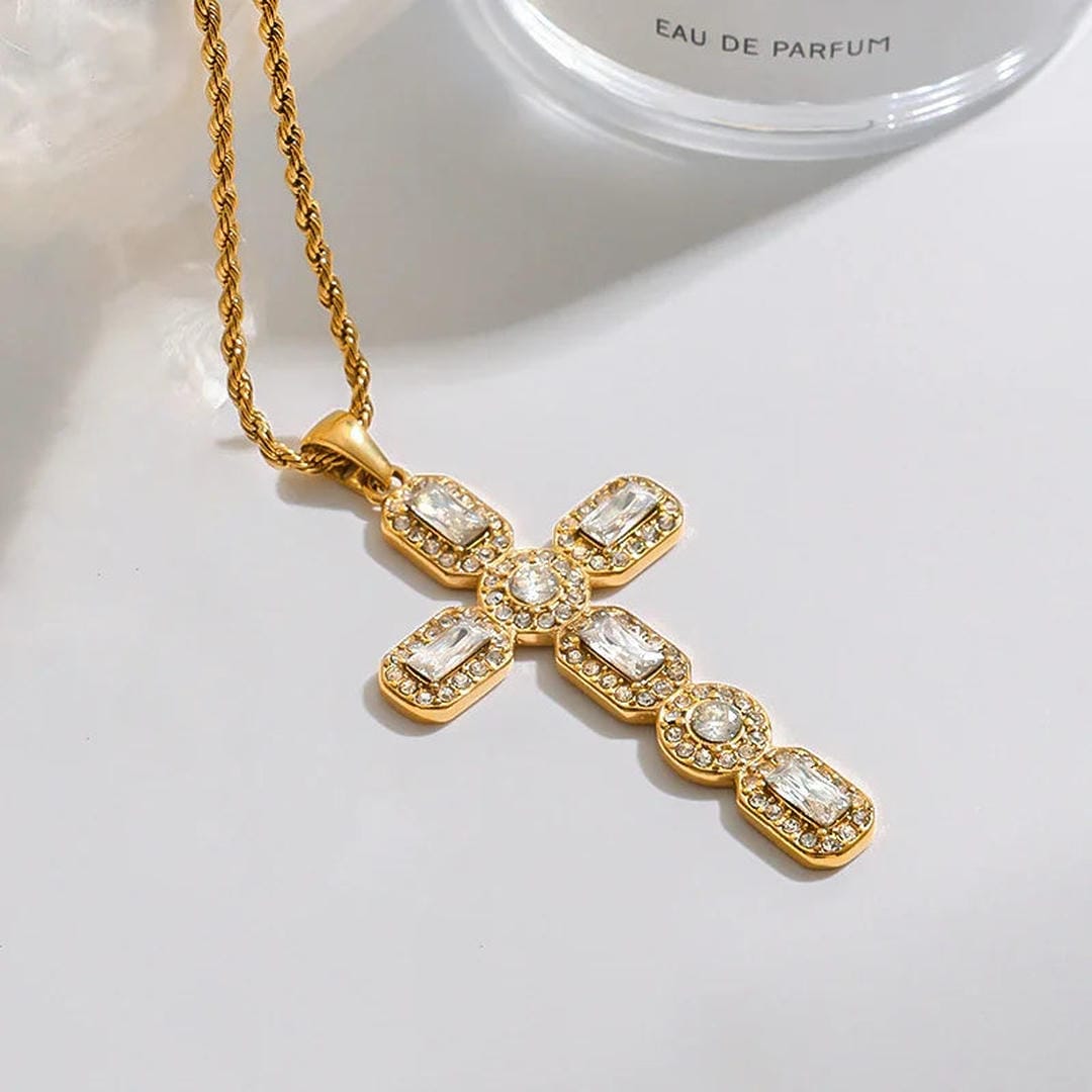 Radiant Gold Cross Necklace