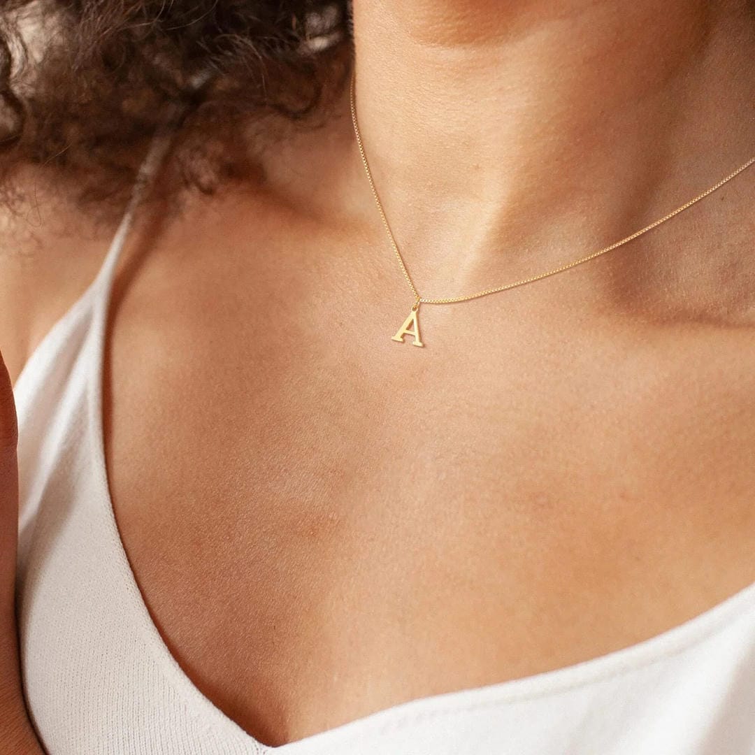 Vintage Letter Initial Gold Necklace