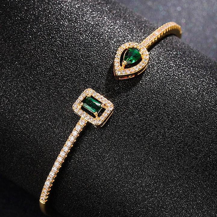 Elegant Emerald Open Cuff Bracelet