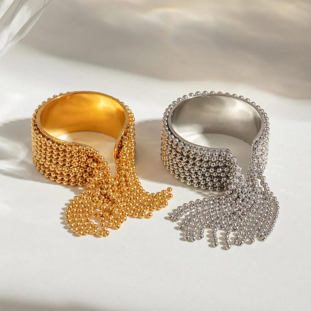 Radiant Gold Tassel Ring
