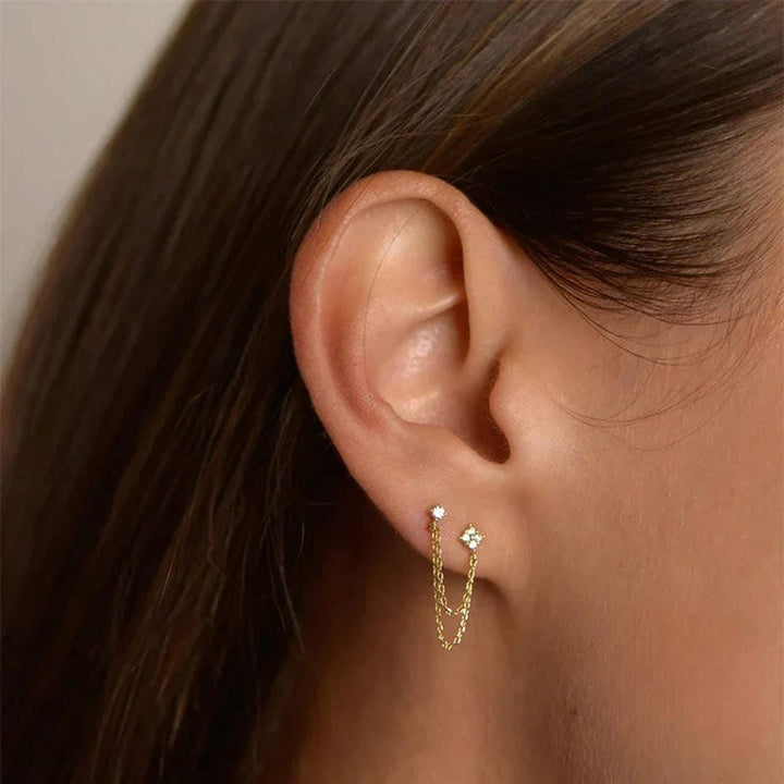 Radiant Crystal Dual Chain Stud