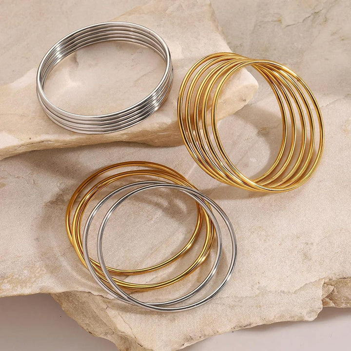 Dazzling Stackable Gold Bangle Set