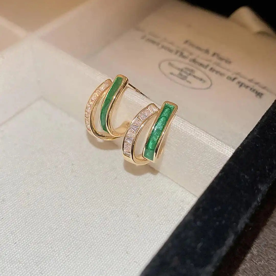 Emerald Double Hoop Earrings