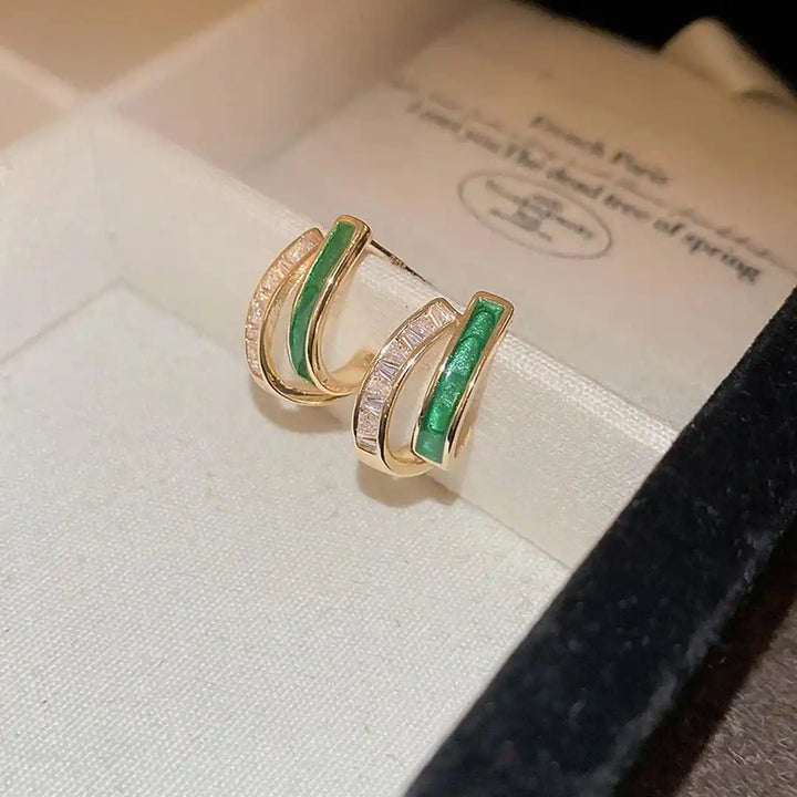 Emerald Double Hoop Earrings