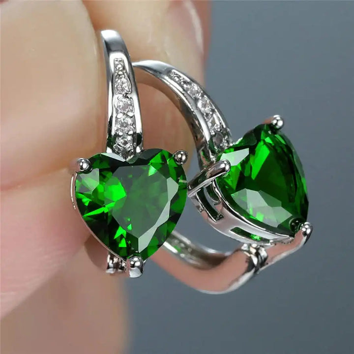 Emerald Heart Drop Earrings