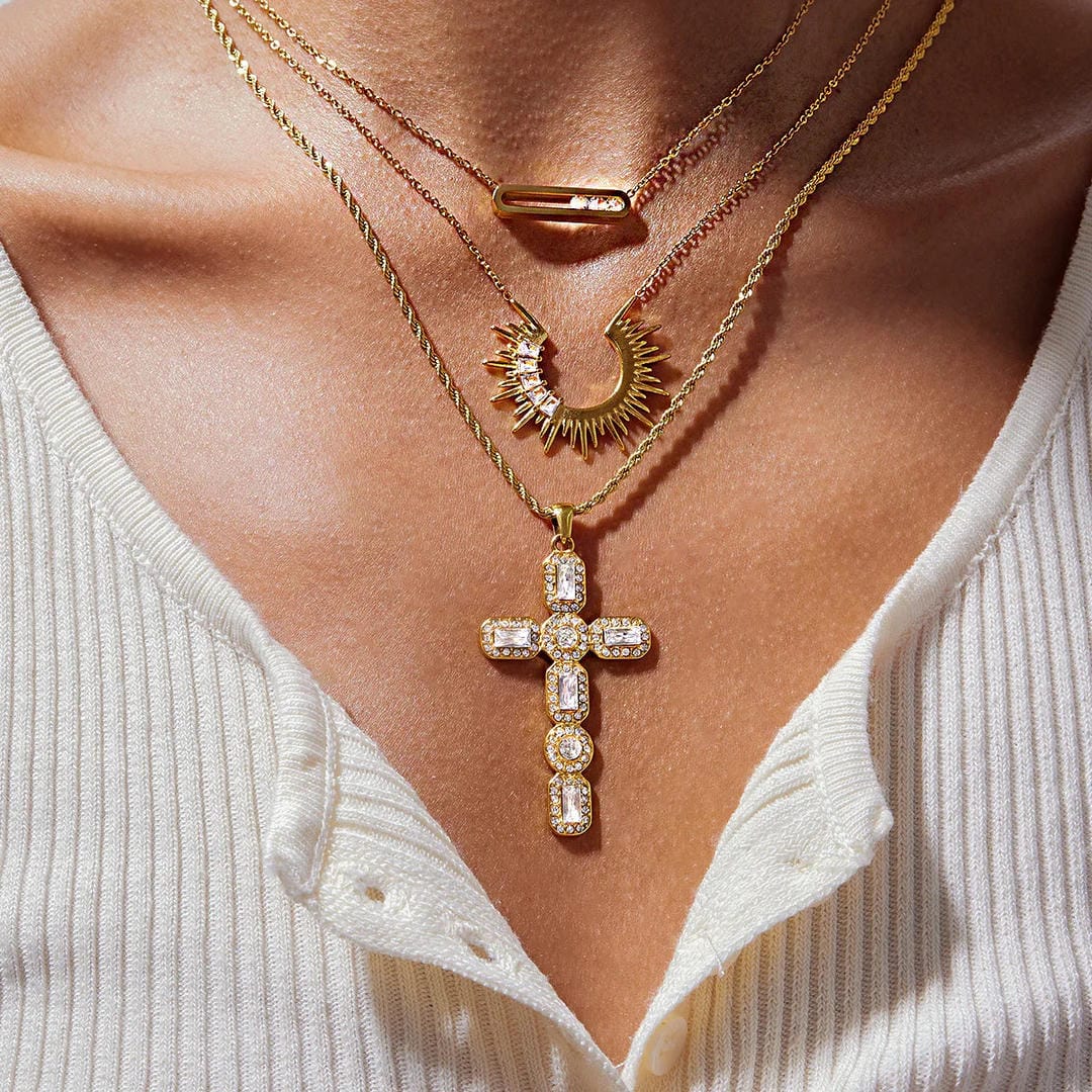 Radiant Gold Cross Necklace
