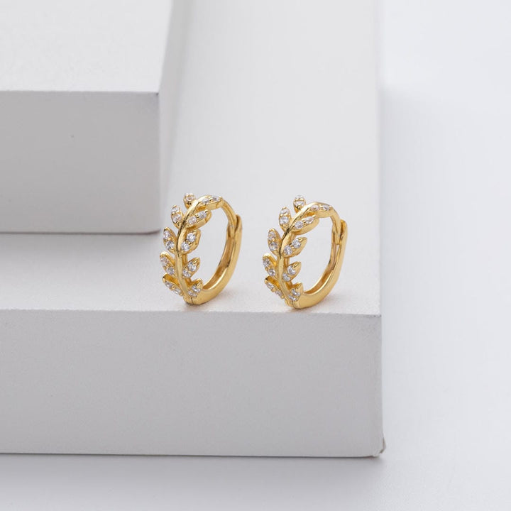 Silver Leaf Hoop Earrings