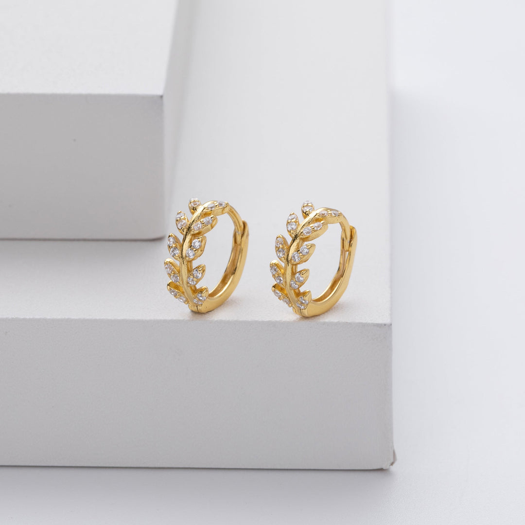 Zirconia Leaf Shaped Earrings
