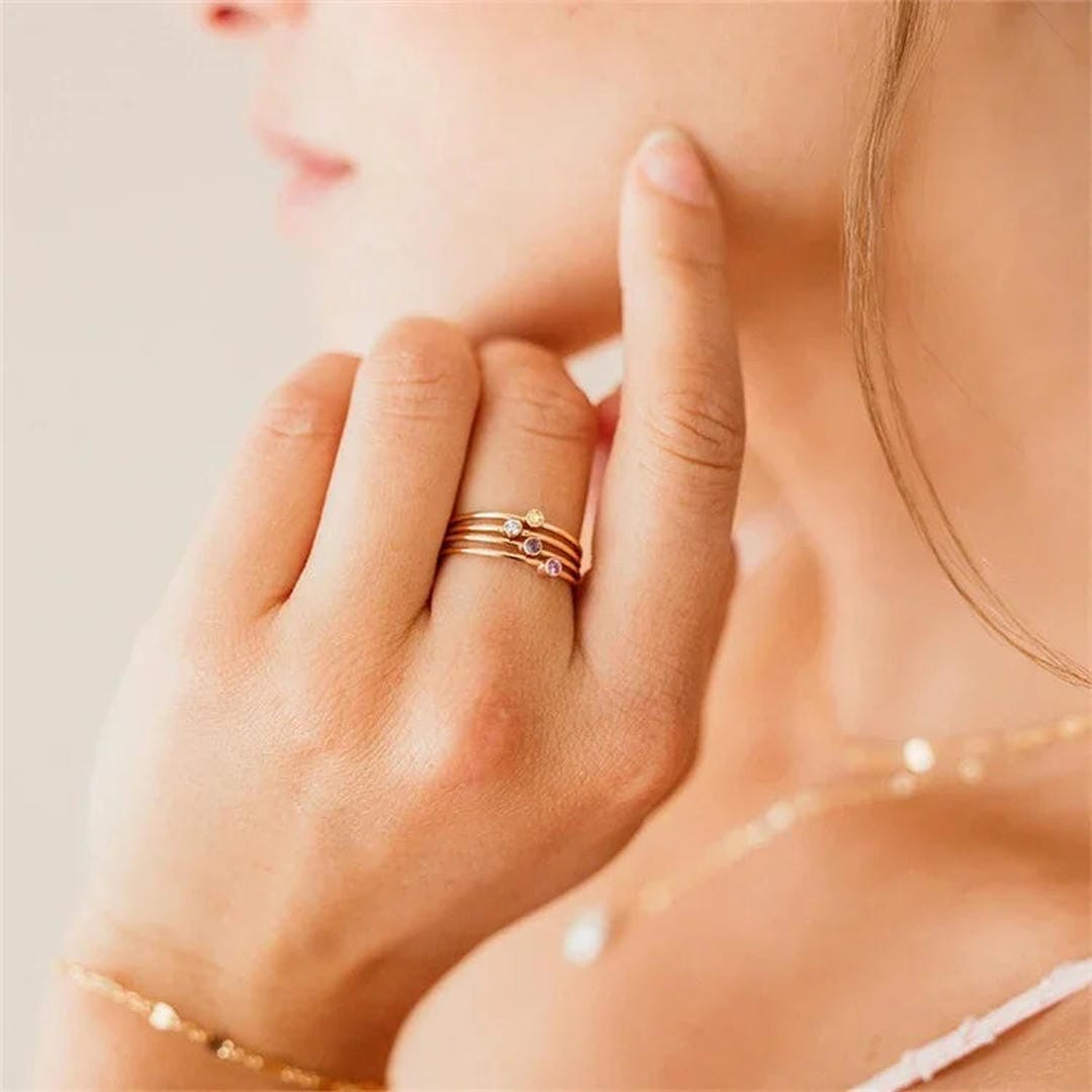 Precious Gemstone Stacker Ring