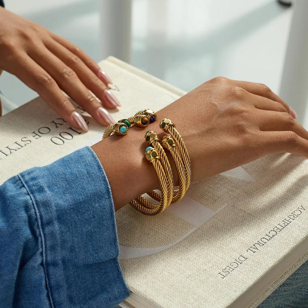 Gold Gemstone Bangle