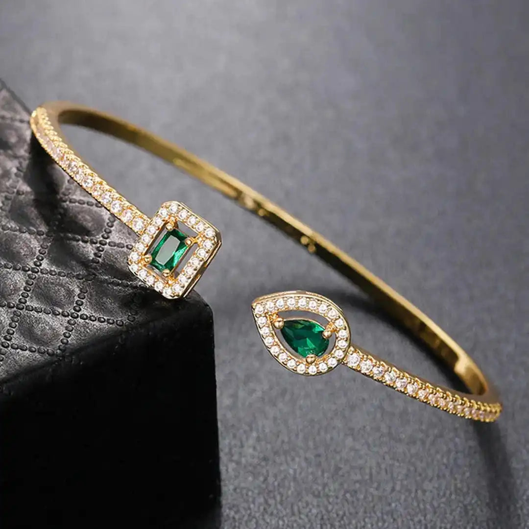 Elegant Emerald Open Cuff Bracelet