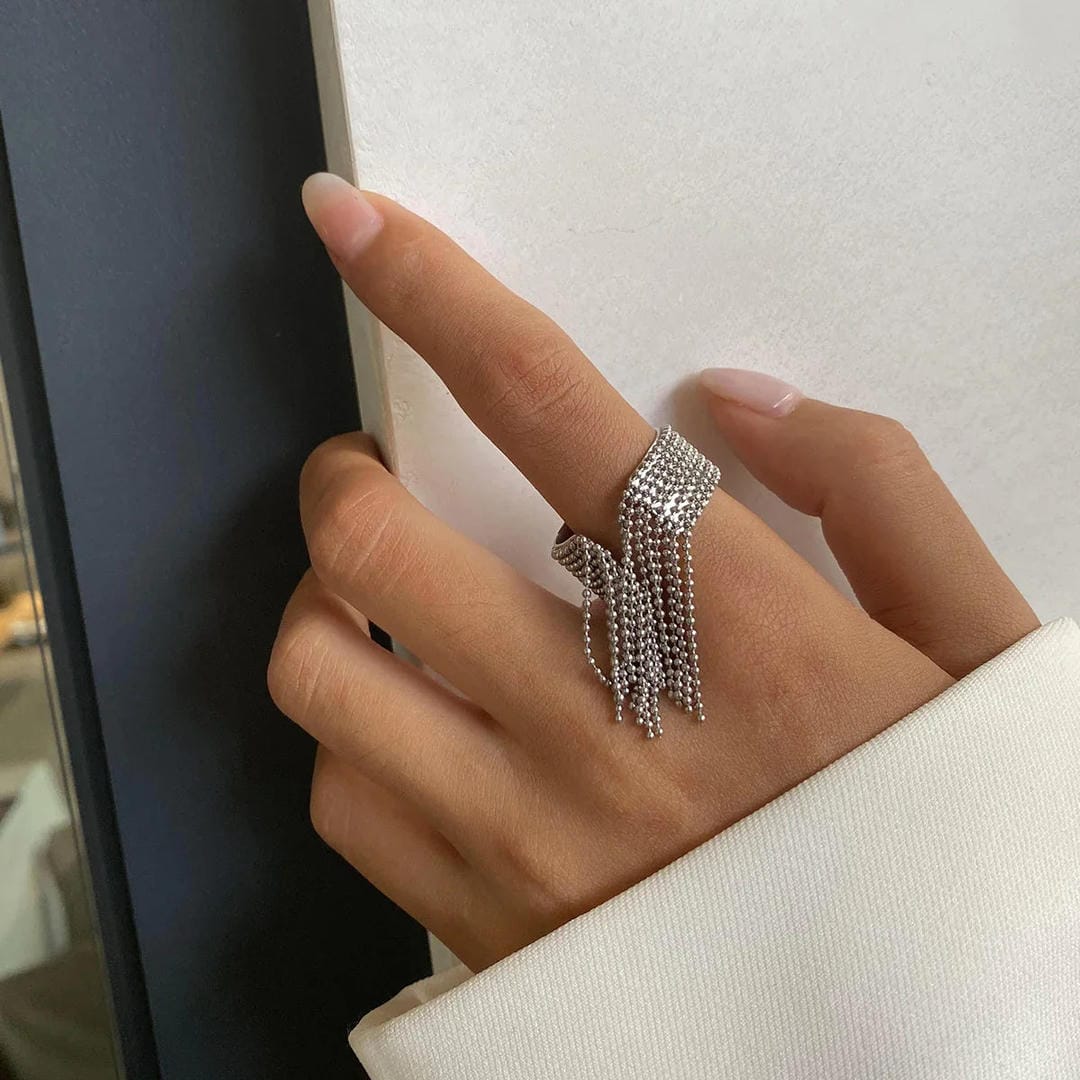 Radiant Gold Tassel Ring