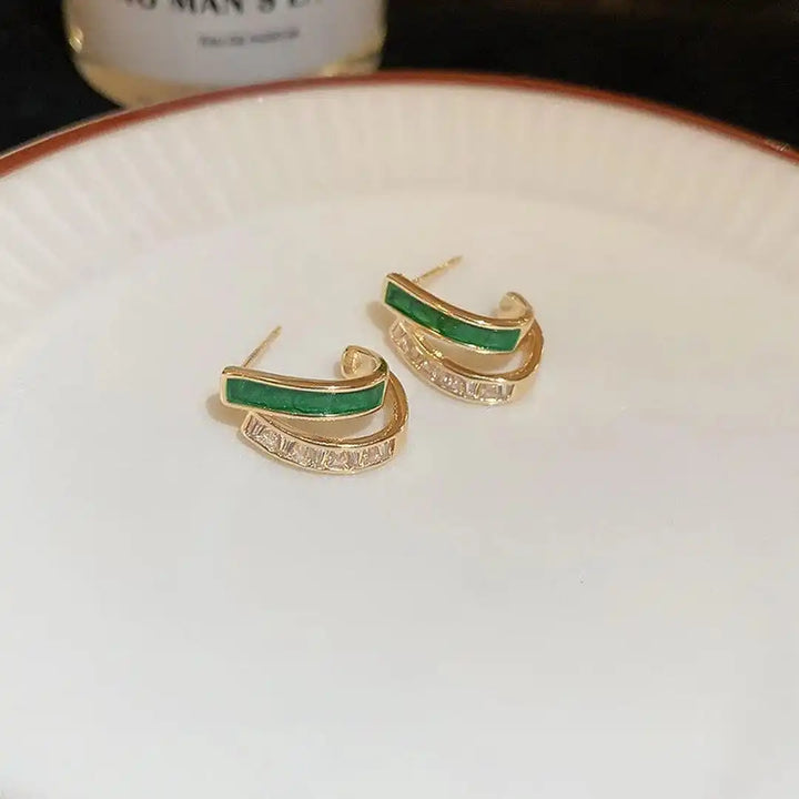 Emerald Double Hoop Earrings