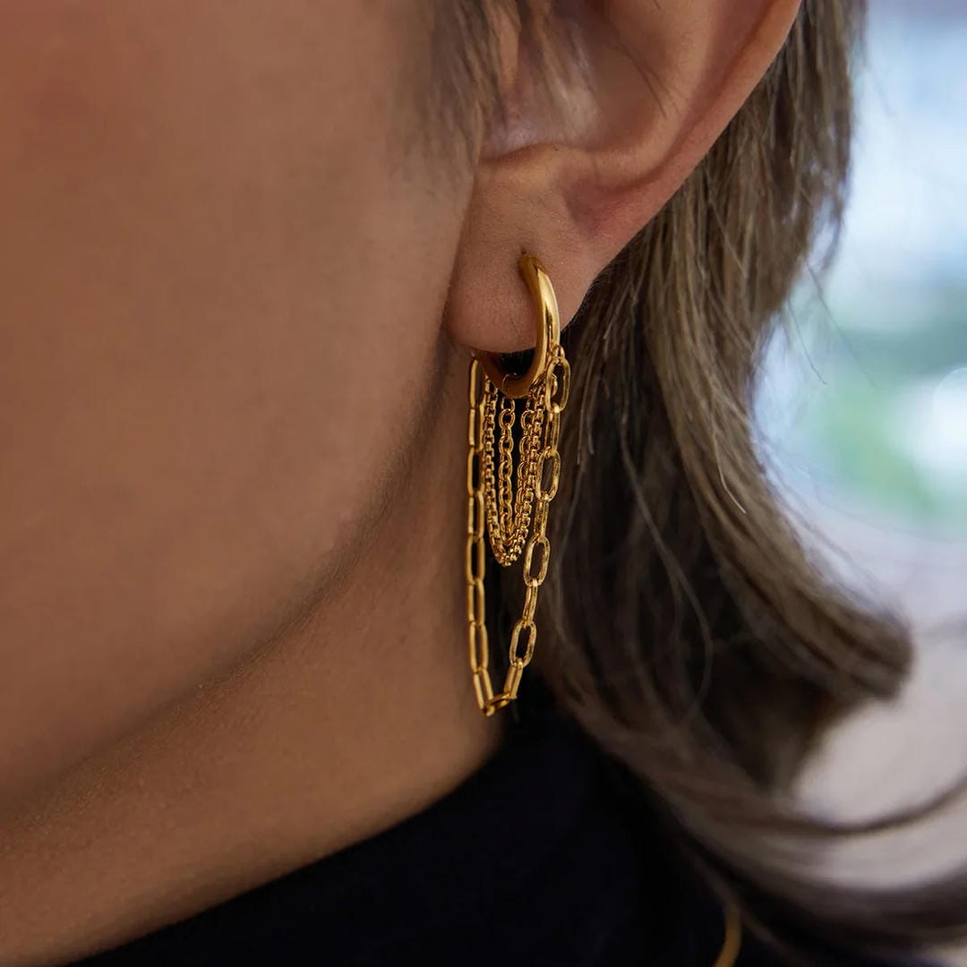 Gleaming Chain Hoop Earrings