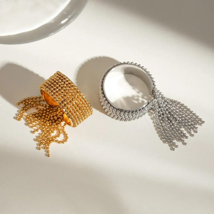 Radiant Gold Tassel Ring
