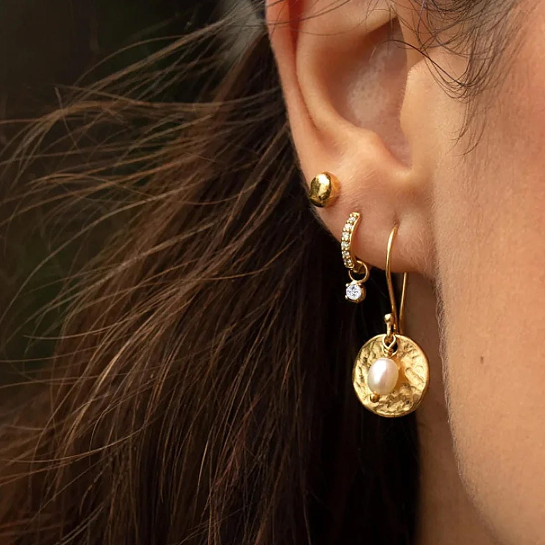 Modern Accent Crystal Hoops