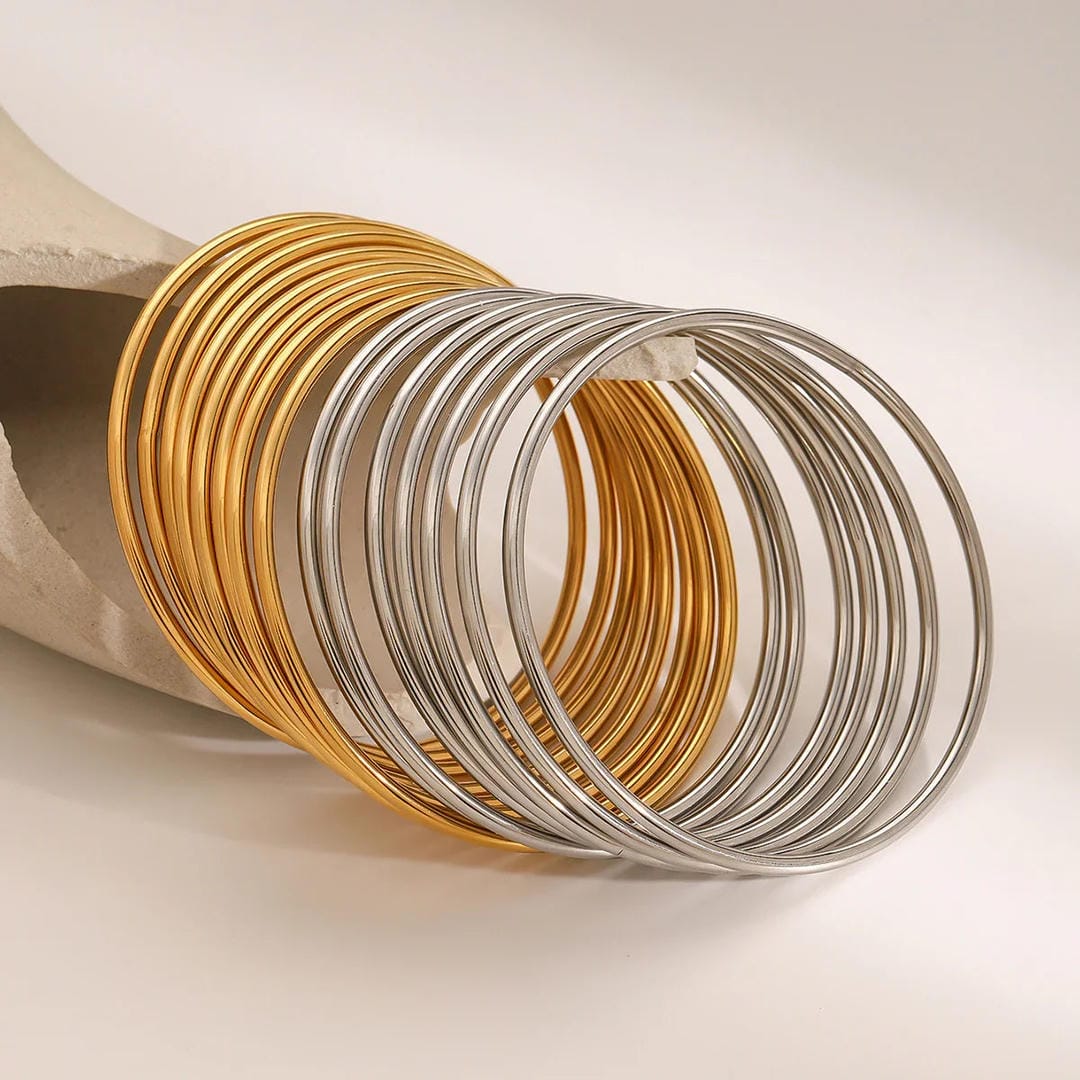 Dazzling Stackable Gold Bangle Set