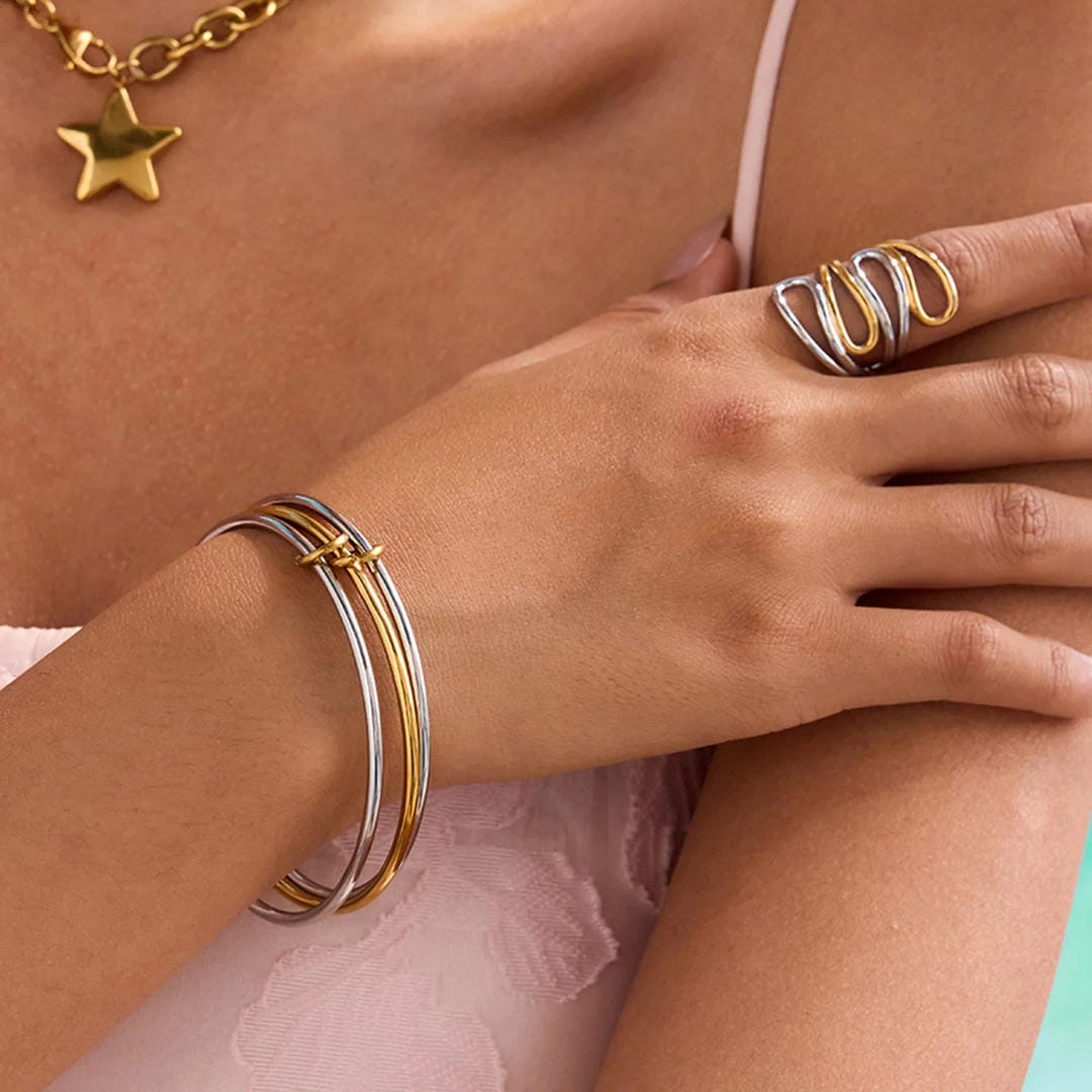 Timeless Two Tone Stacked Bracelet