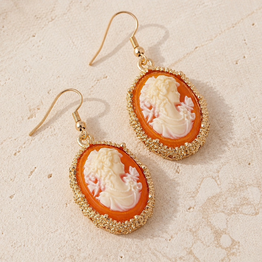 Minimalist Embossed Cameo Earrings