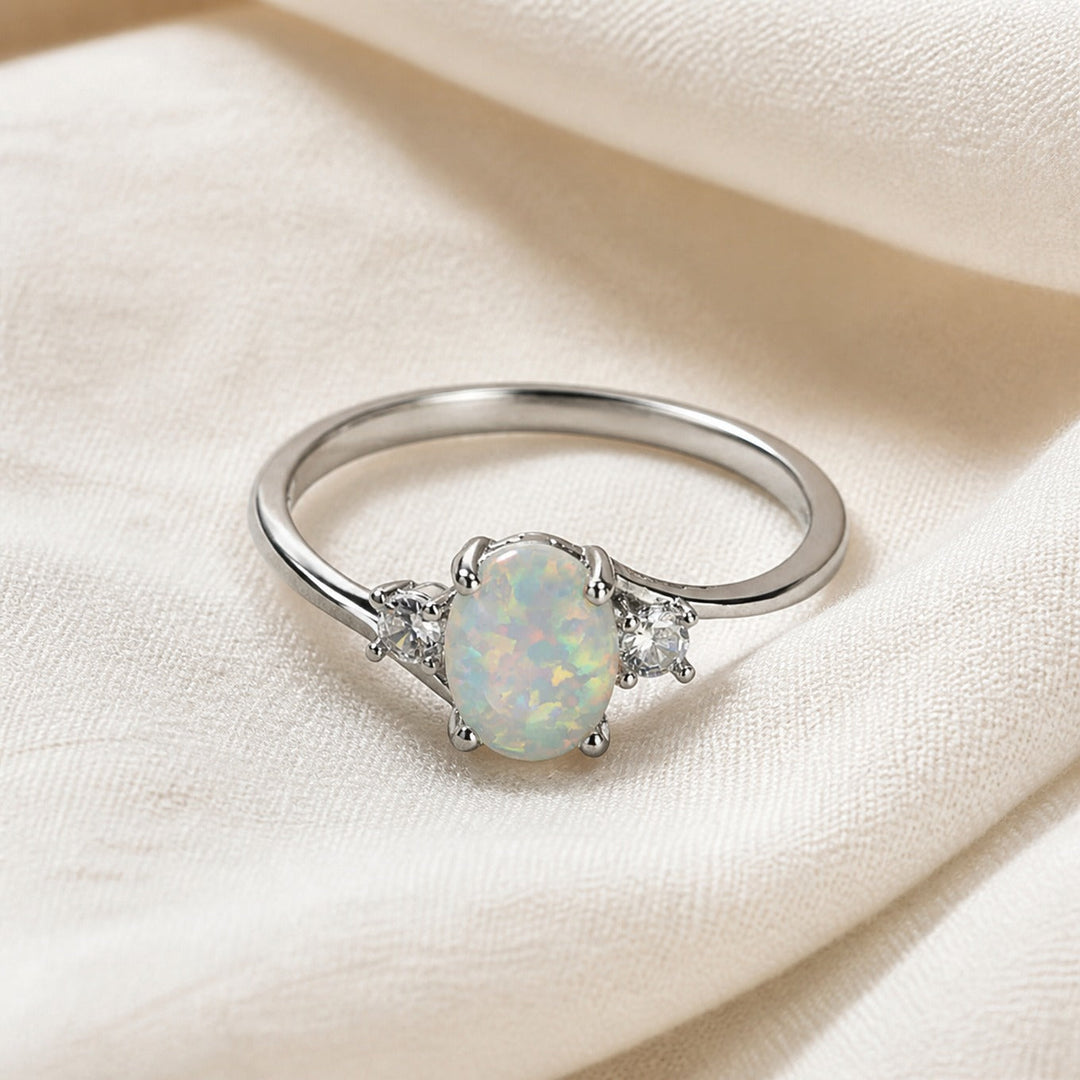 Oval Opal Twist Band Ring