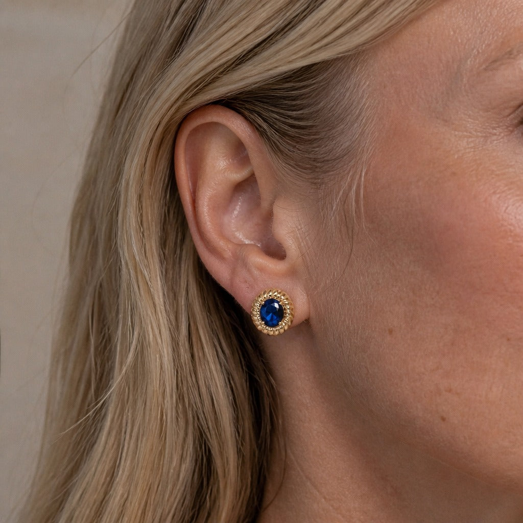 Oval Blue Stud Earrings