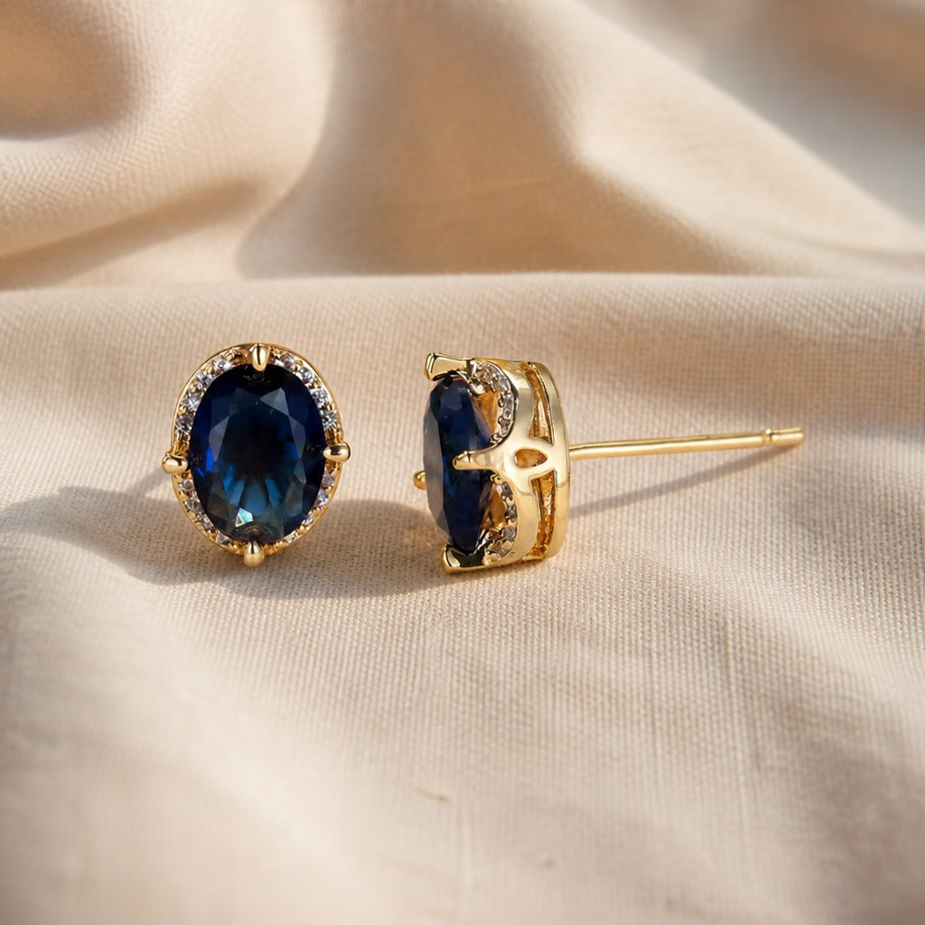 Oval Sapphire Stud Earrings