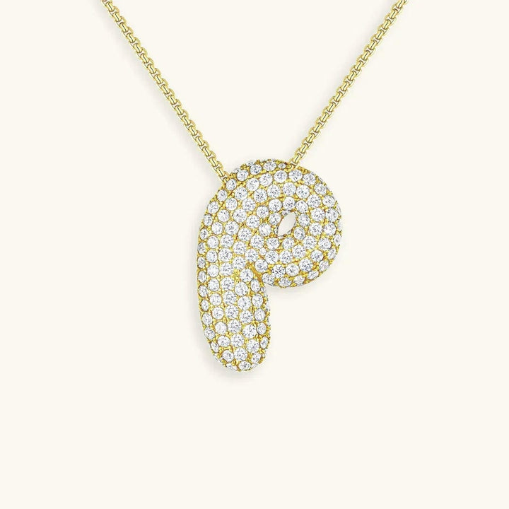 Bubble Initial Crystals Necklace