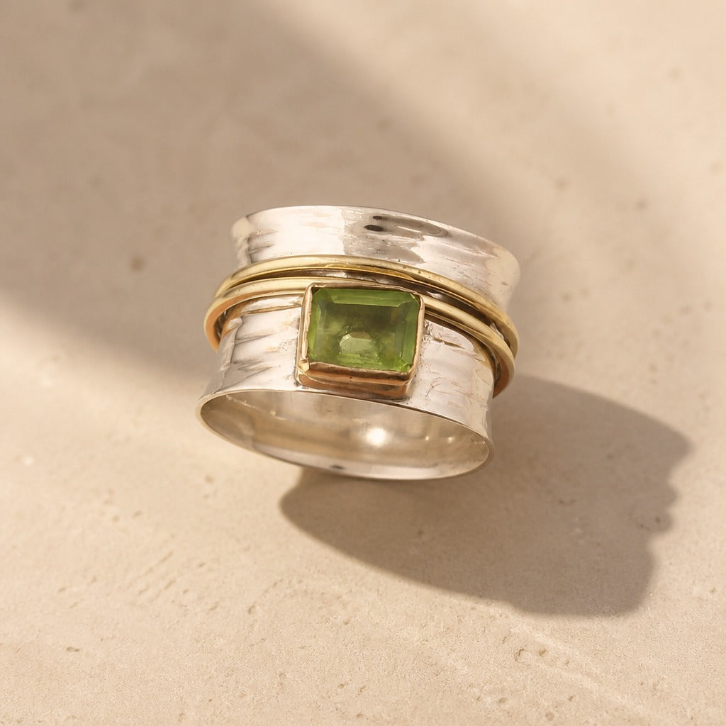 Peridot Zirconia Two Toned Ring