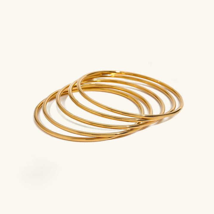 Dazzling Stackable Gold Bangle Set