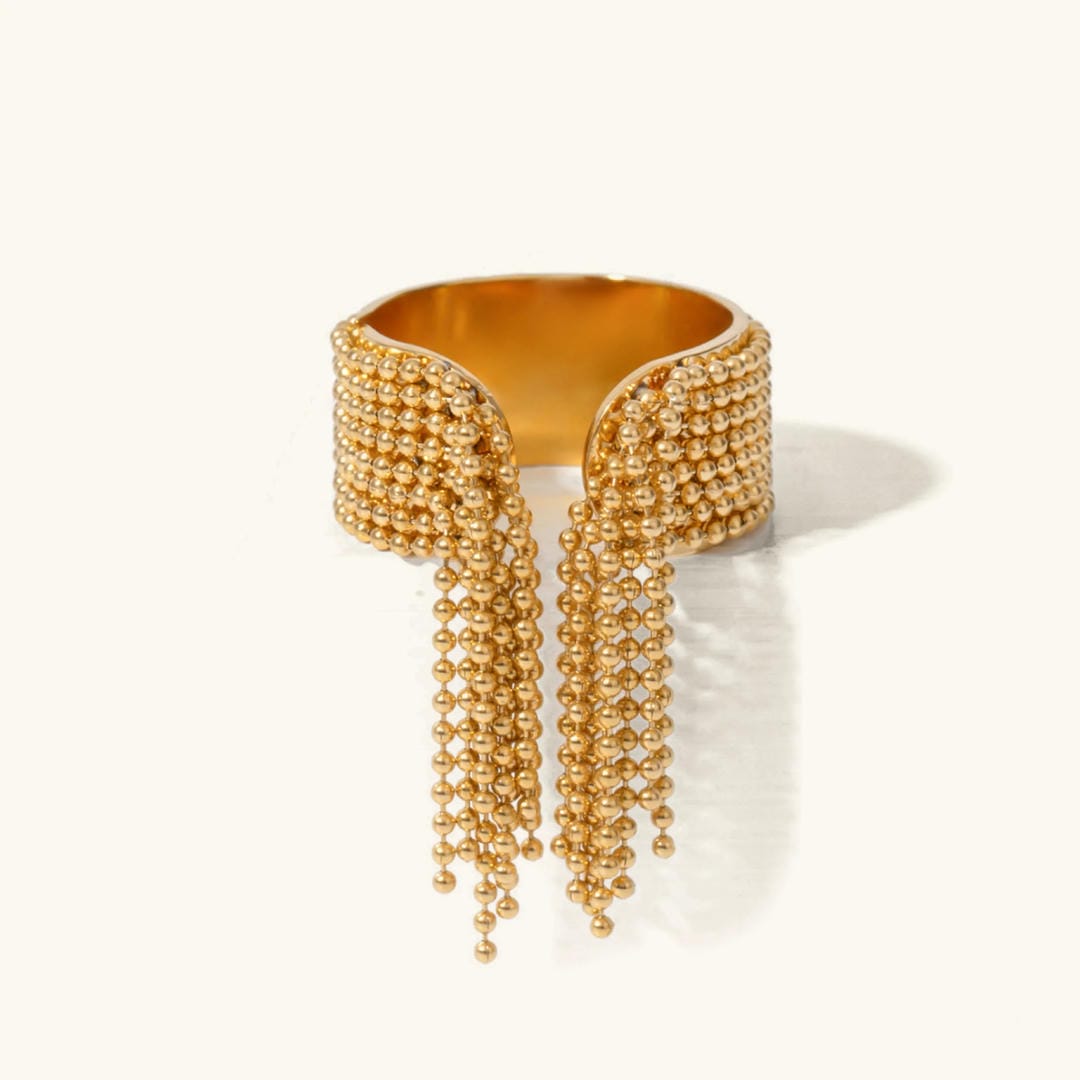 Radiant Gold Tassel Ring