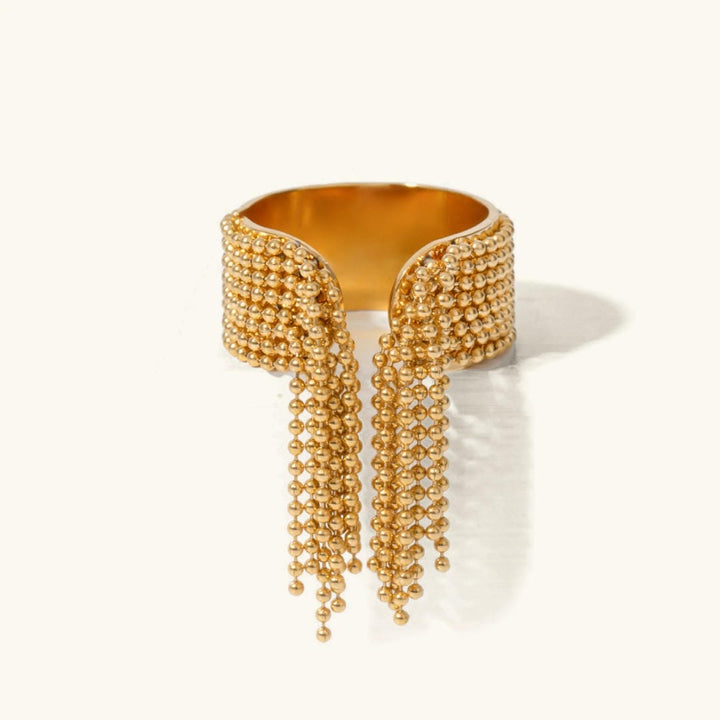 Radiant Gold Tassel Ring