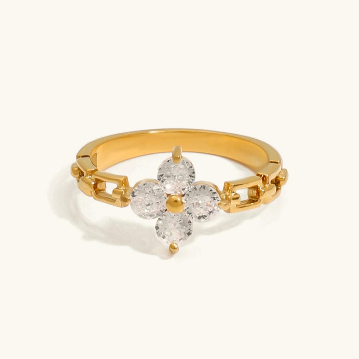 Radiant Floral Crystal Ring
