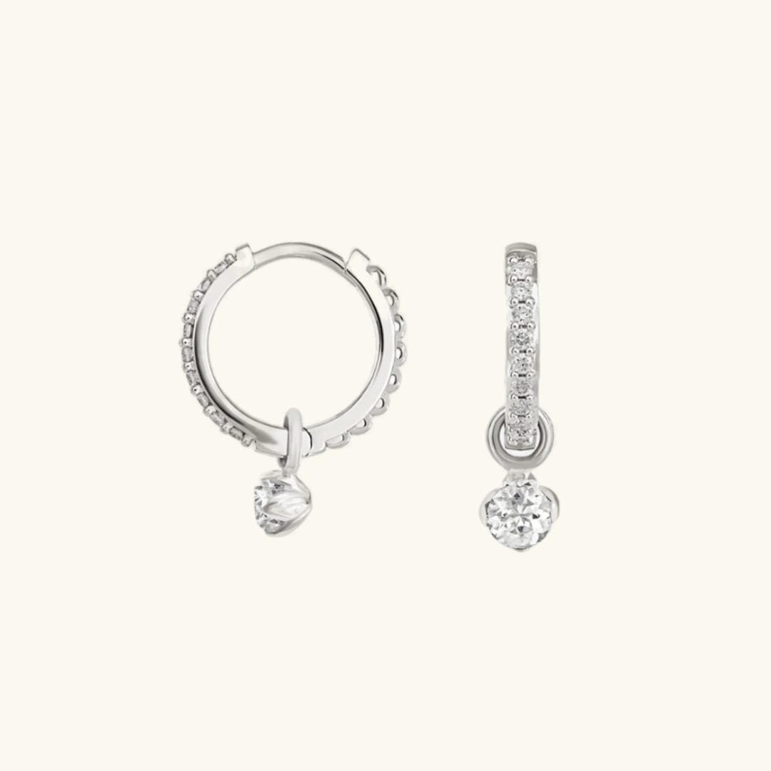 Modern Accent Crystal Hoops