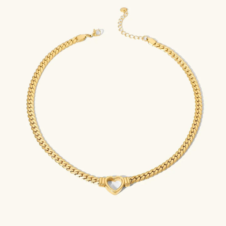 Elegant Hollow Heart Gold Choker