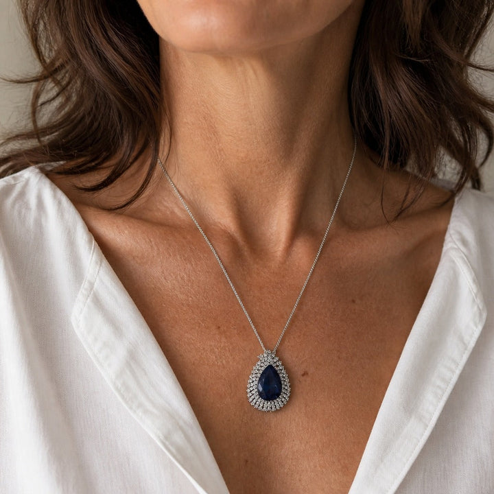 Prestigious Crystal Teardrop Pendant Necklace