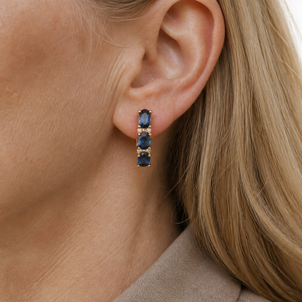 Princess Cut Sapphire Drop Earrings