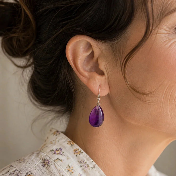 Puff Teardrop Silver Earrings