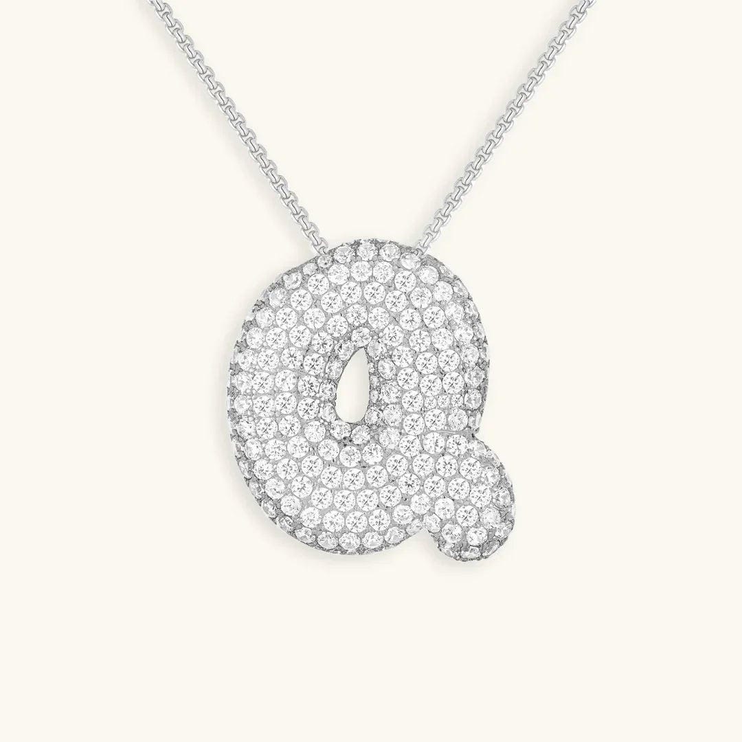 Bubble Initial Crystals Necklace