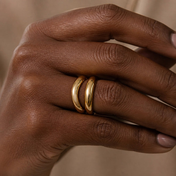 Elevated Double Curve Ring