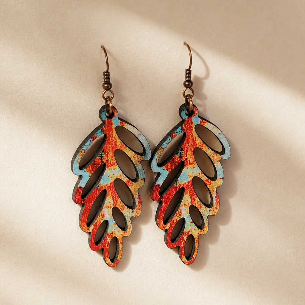 Nature Wooden Leaf Earrings