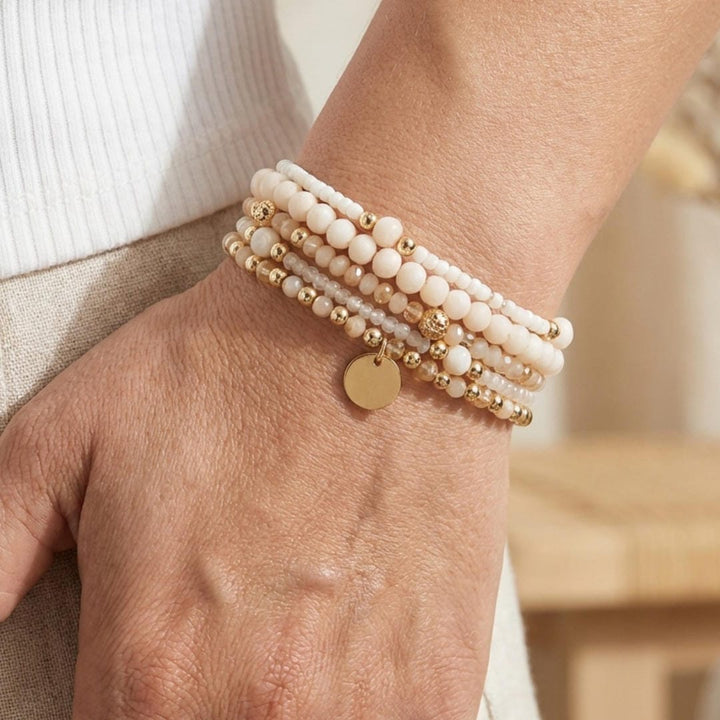 Coastal Cream Beaded Charm Bracelet