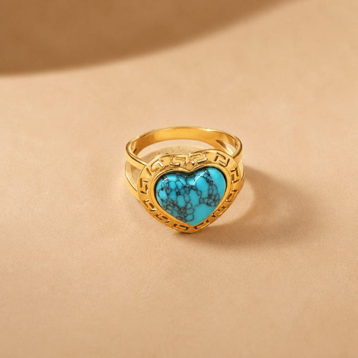 Retro Geometric Turquoise Rings